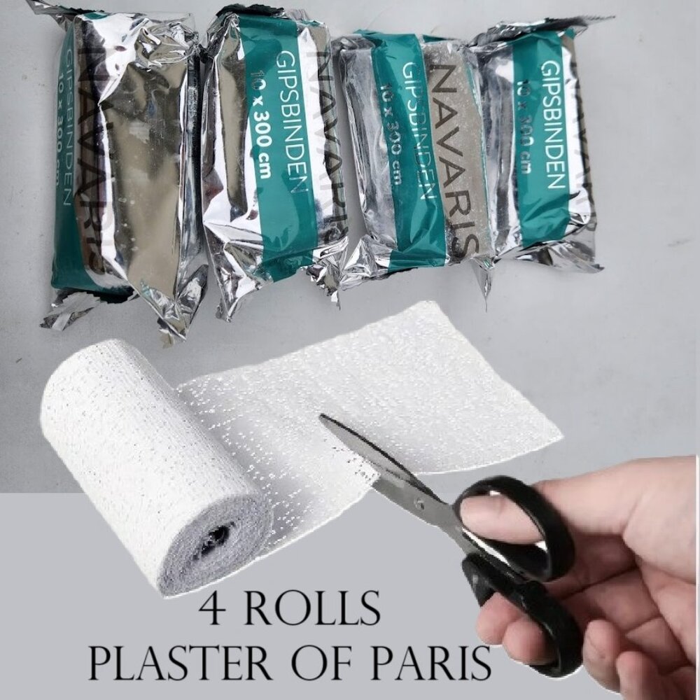 4X Navaris Plaster of Paris Cloth Rolls Gauze Bandages Body Casts 10x300 cm 4 Pa